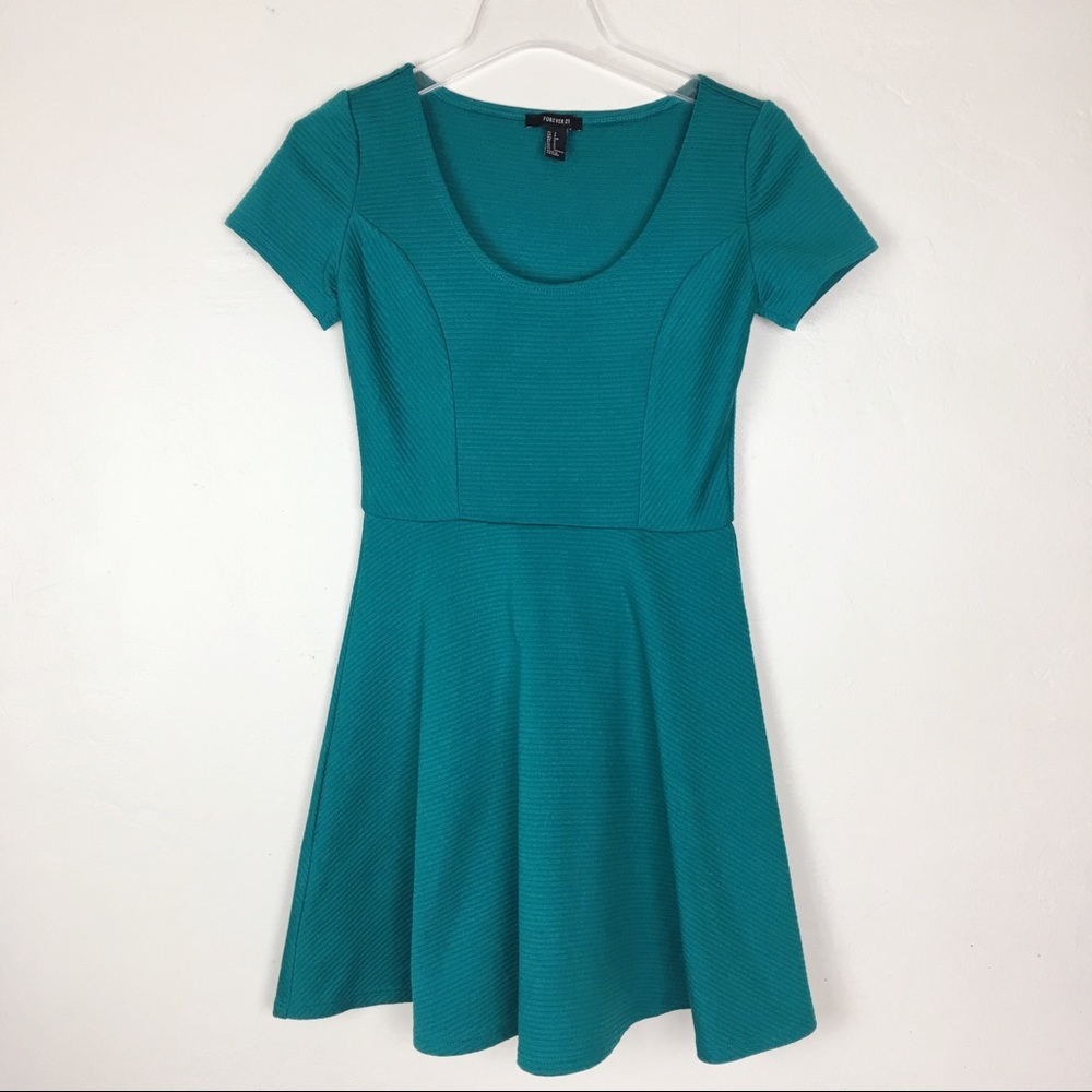 🛑Forever 21 Jade/Turquoise Textured Dress Size S